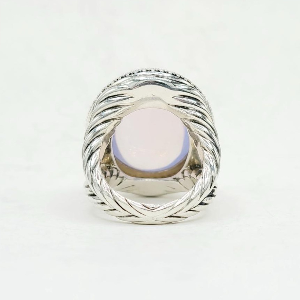 David Yurman Signature Oval Ring With Lavender Moonstone And Diamonds - Picture 9 of 15